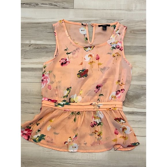 FOREVER 21 PEACH TOP WITH FLOWERS - Picture 1 of 5